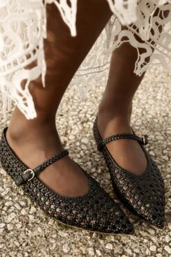 ULLA JOHNSON Gracie Pointy Toe Flat - Noir -ULLA JOHNSON Outlet UJ PF24 FOOTWEAR 2