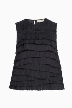 ULLA JOHNSON Quinn Layered Sleeveless Top - Noir -ULLA JOHNSON Outlet UJ PF250252 QuinnTop NOIR a