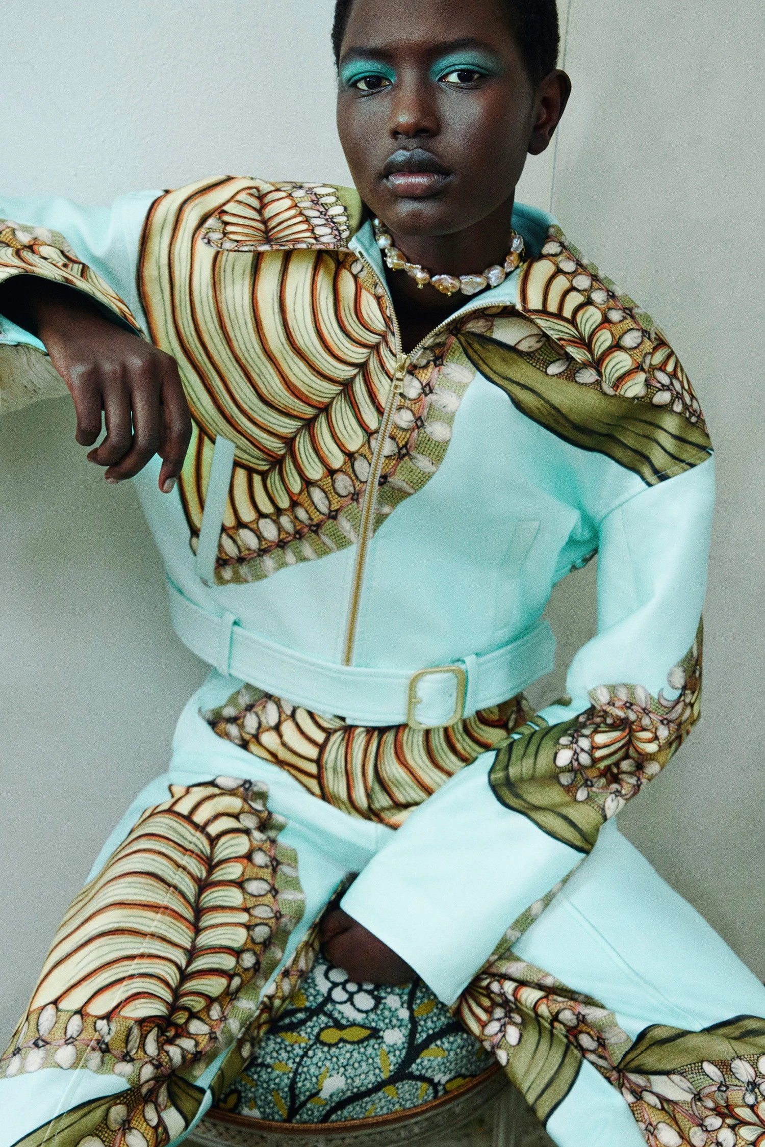 ULLA JOHNSON Signal Cropped Belted Jacket - Water Blossoms 6 ULLA JOHNSON Signal Cropped Belted Jacket - Water Blossoms - Image 6