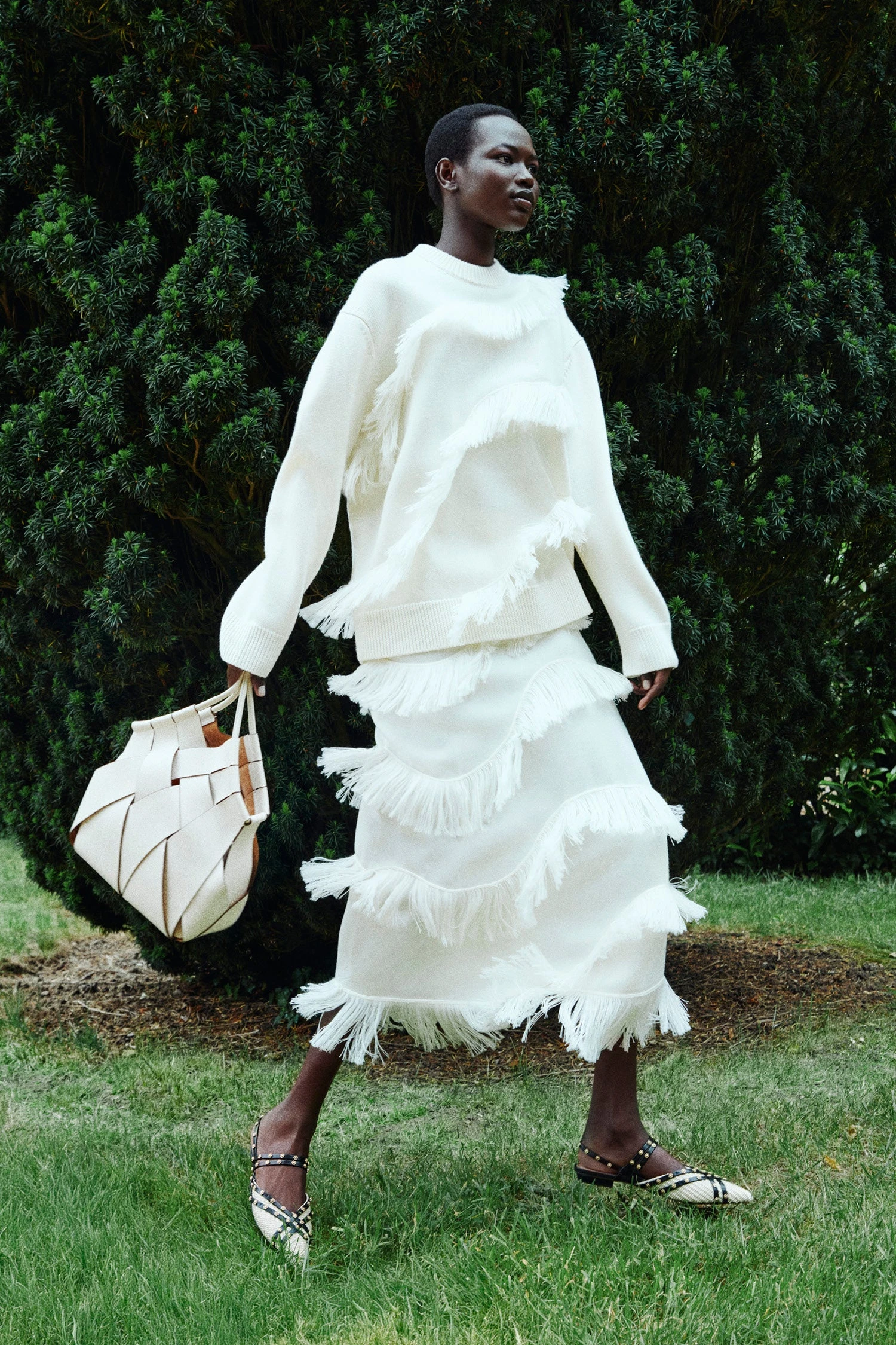 ULLA JOHNSON Mirena Midi Knit Fringe Skirt - Cowrie 5 ULLA JOHNSON Mirena Midi Knit Fringe Skirt - Cowrie - Image 5