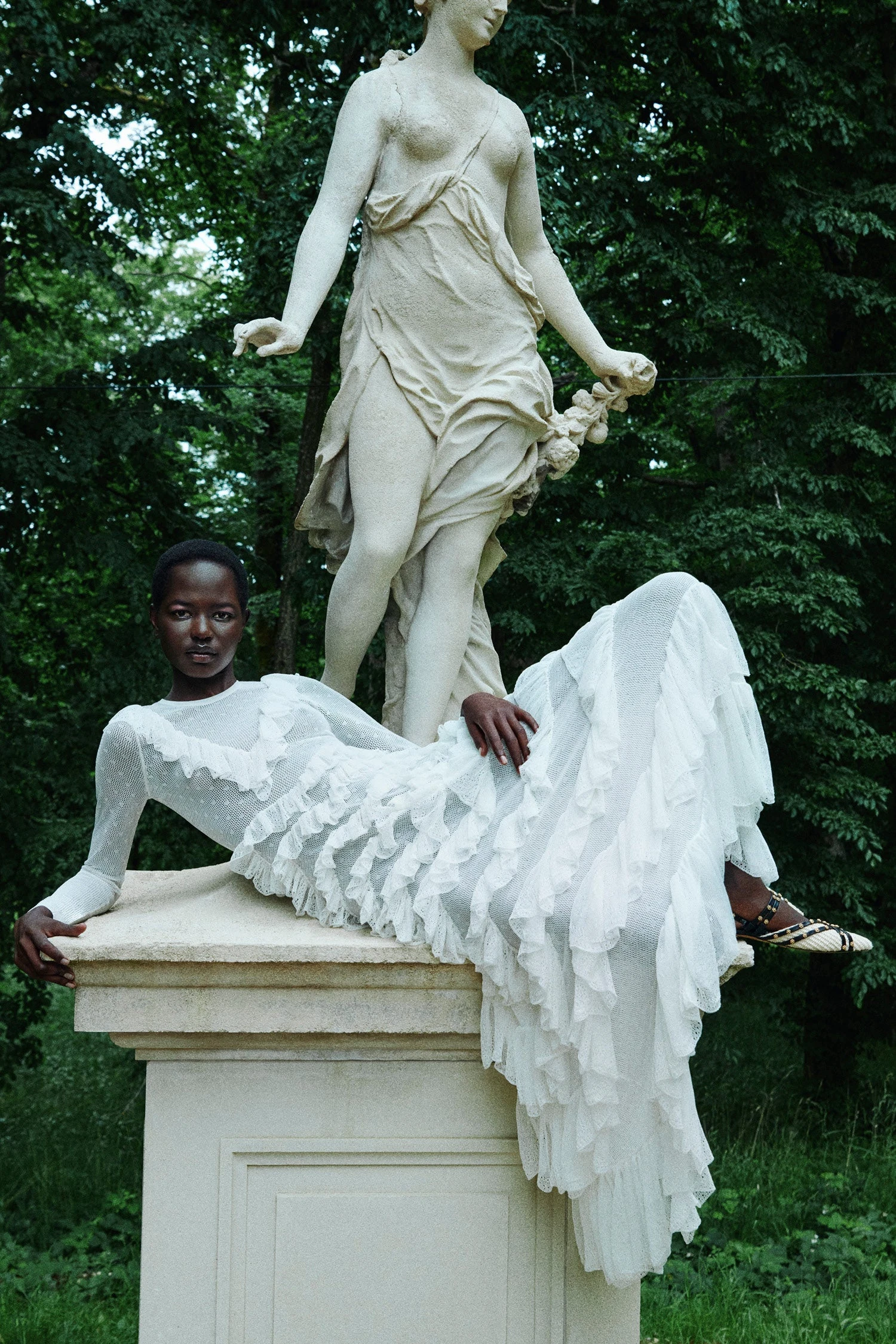 ULLA JOHNSON Calliope Long Sleeve Tiered Ruffle Long Dress - Cowrie 7 ULLA JOHNSON Calliope Long Sleeve Tiered Ruffle Long Dress - Cowrie - Image 7