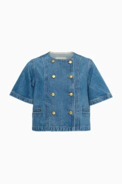 ULLA JOHNSON The Serge Short Sleeve Jacket - Danube