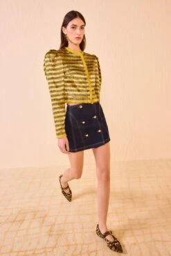 ULLA JOHNSON Belle Collarless Jacket - Gold Spun