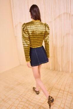 ULLA JOHNSON Belle Collarless Jacket - Gold Spun 8 ULLA JOHNSON Belle Collarless Jacket - Gold Spun -ULLA JOHNSON Outlet ULLA JOHNSON Belle Collarless Jacket GOLD SPUN PF250506 04 v4