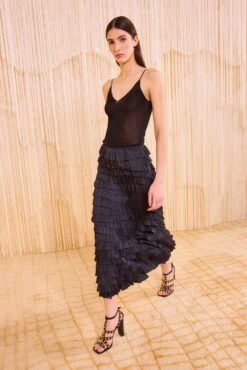 ULLA JOHNSON Eloise Layered Skirt - Noir