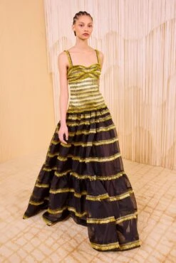 ULLA JOHNSON Kaleo Drop Waist Gown - Gold Spun