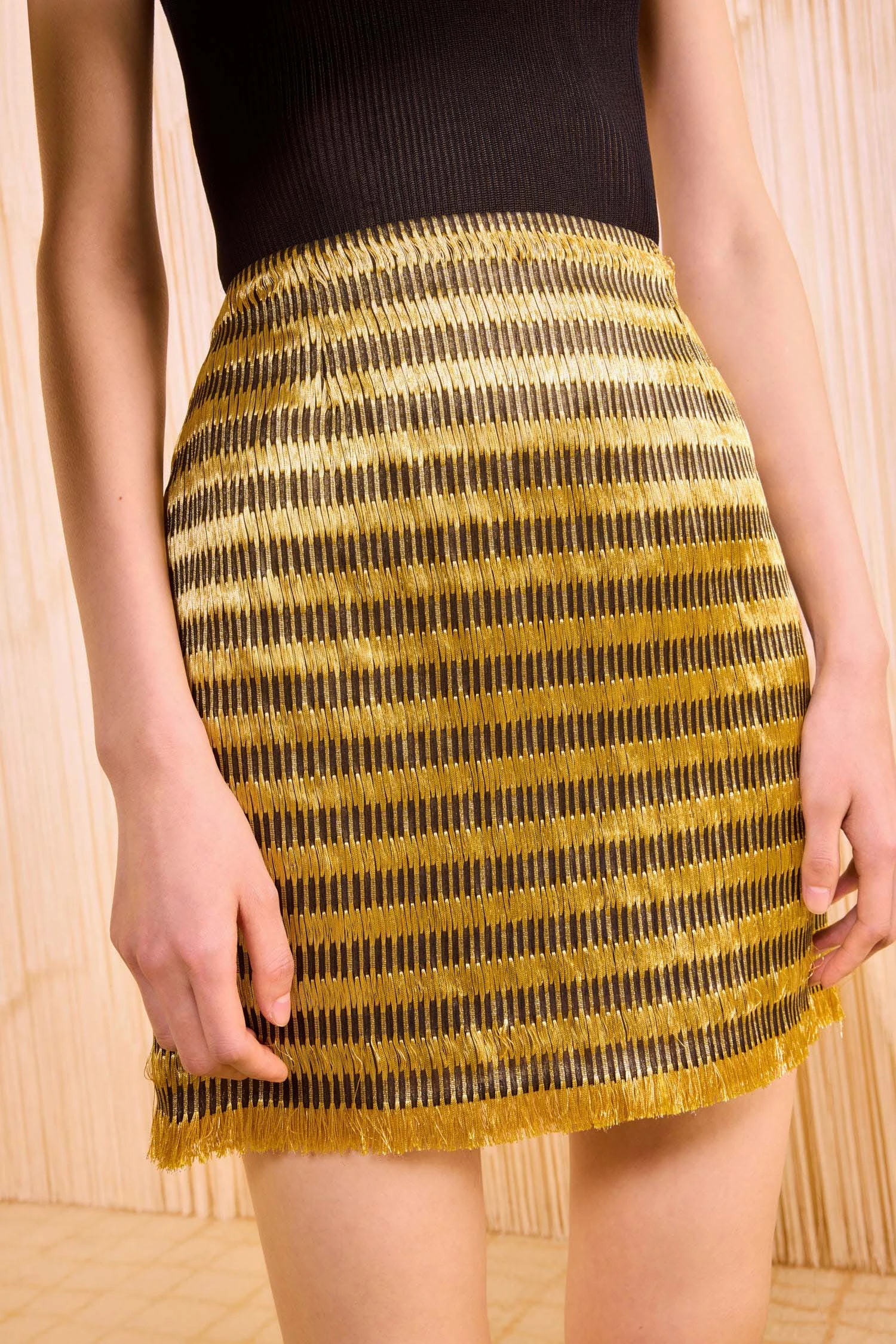 ULLA JOHNSON Mere Mini Skirt - Gold Spun 2 ULLA JOHNSON Mere Mini Skirt - Gold Spun - Image 2