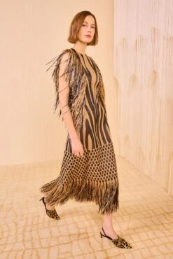 ULLA JOHNSON Nikita Fringe Sleeve Midi Dress - Tapir 7 ULLA JOHNSON Nikita Fringe Sleeve Midi Dress - Tapir -ULLA JOHNSON Outlet ULLA JOHNSON Nikita Fringe Sleeve Midi Dress TAPIR PF250159 03 v4