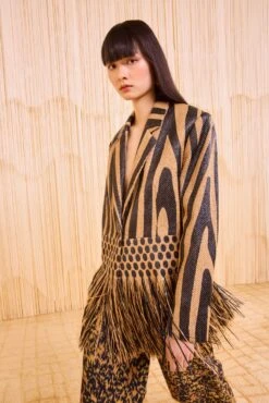 ULLA JOHNSON Priya Fringe Blazer - Tapir