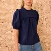 ULLA JOHNSON Adeline Puff Sleeve Top - Midnight