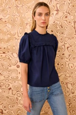 ULLA JOHNSON Adeline Puff Sleeve Top - Midnight