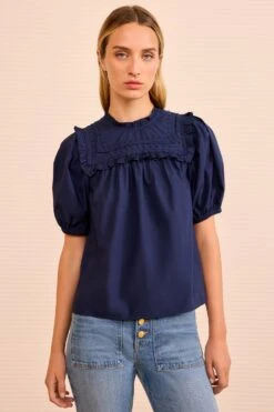 ULLA JOHNSON Adeline Puff Sleeve Top - Midnight -ULLA JOHNSON Outlet ULLAJOHNSON ADELINETOP MIDNIGHT UJ990272 03 55fa6446 812c 4a38 9cad 5e96eaa1cd47