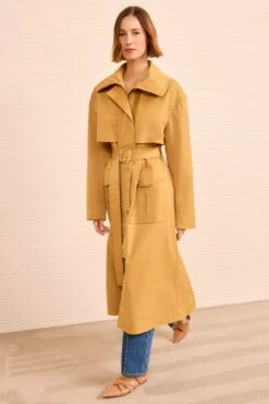 ULLA JOHNSON Adara Hooded Trench Coat - Almond