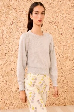ULLA JOHNSON Adette Long Sleeve Pullover - Pebble