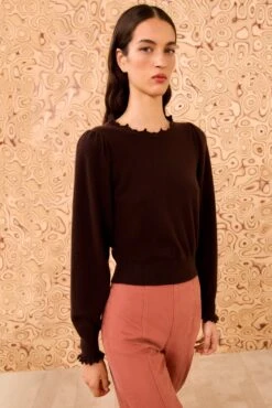 ULLA JOHNSON Adette Long Sleeve Pullover - Wenge 6 ULLA JOHNSON Adette Long Sleeve Pullover - Wenge -ULLA JOHNSON Outlet ULLAJOHNSON AdetteLongSleevePullover WENGE PS260724 03