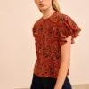 ULLA JOHNSON Adoni Short Sleeve Top - Terracotta