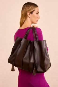 ULLA JOHNSON Adria Large Tote - Wenge -ULLA JOHNSON Outlet ULLAJOHNSON AdriaPleatedWaveTote WENGE PS261172 04