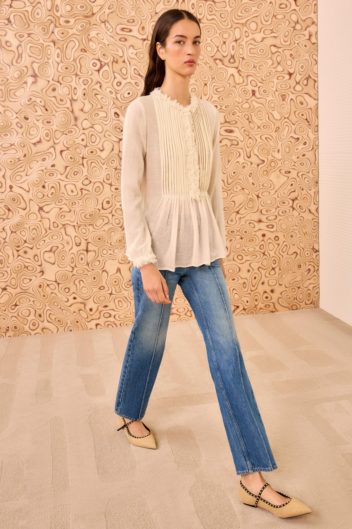 ULLA JOHNSON Adriel Long Sleeve Tunic Blouse - Cowrie 4 ULLA JOHNSON Adriel Long Sleeve Tunic Blouse - Cowrie - Image 4