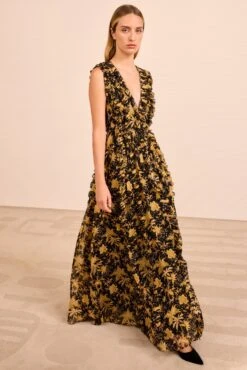 ULLA JOHNSON Aida Cascading Ruffle Gown - Forsythia