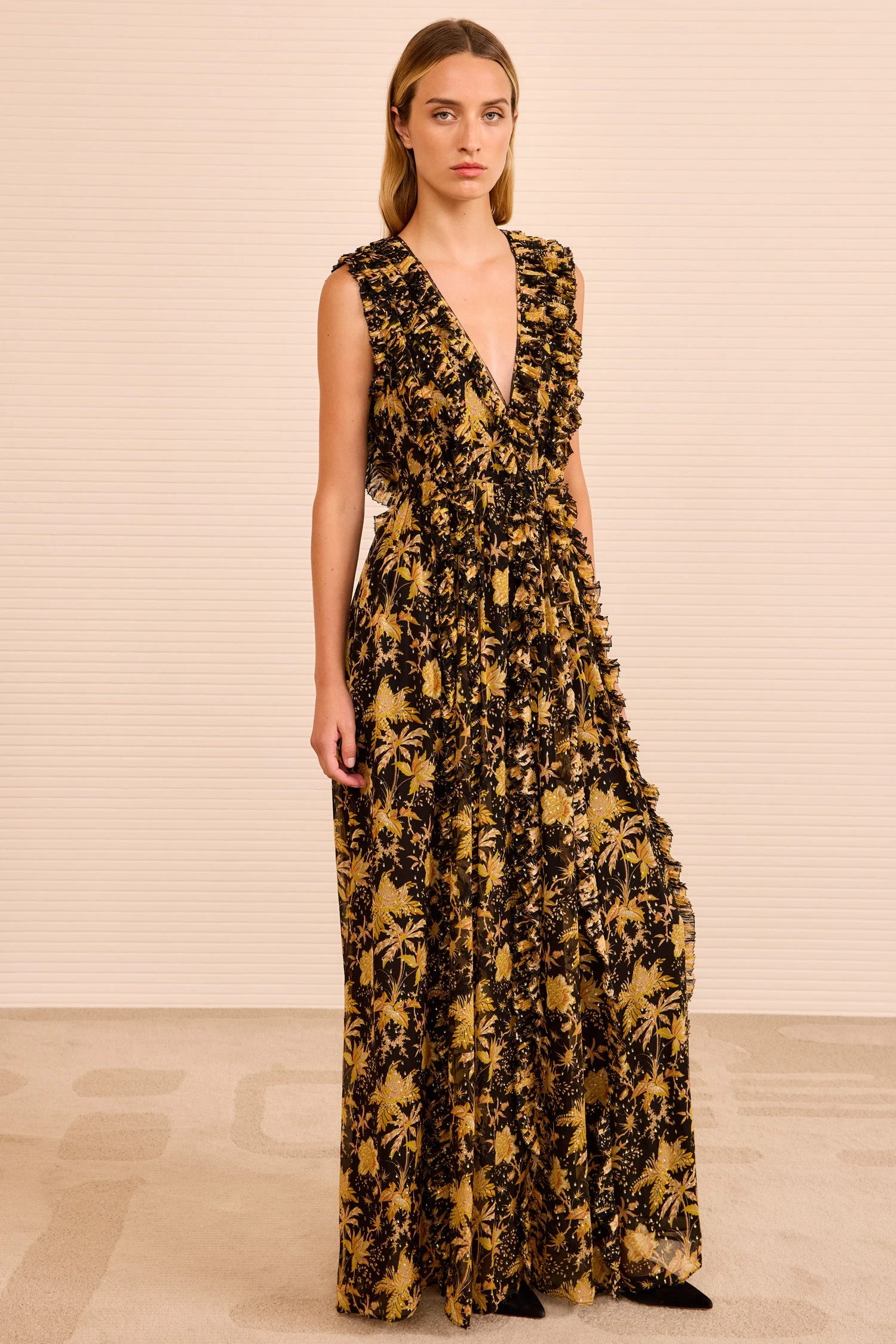 ULLA JOHNSON Aida Cascading Ruffle Gown - Forsythia 4 ULLA JOHNSON Aida Cascading Ruffle Gown - Forsythia - Image 4