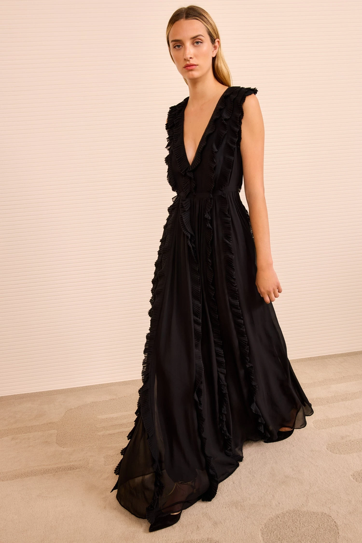 ULLA JOHNSON Aida Cascading Ruffle Gown - Noir 3 ULLA JOHNSON Aida Cascading Ruffle Gown - Noir - Image 3
