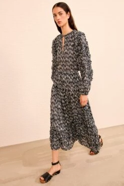 ULLA JOHNSON Alexandra Ruffled Cotton Midi Skirt - Graphite