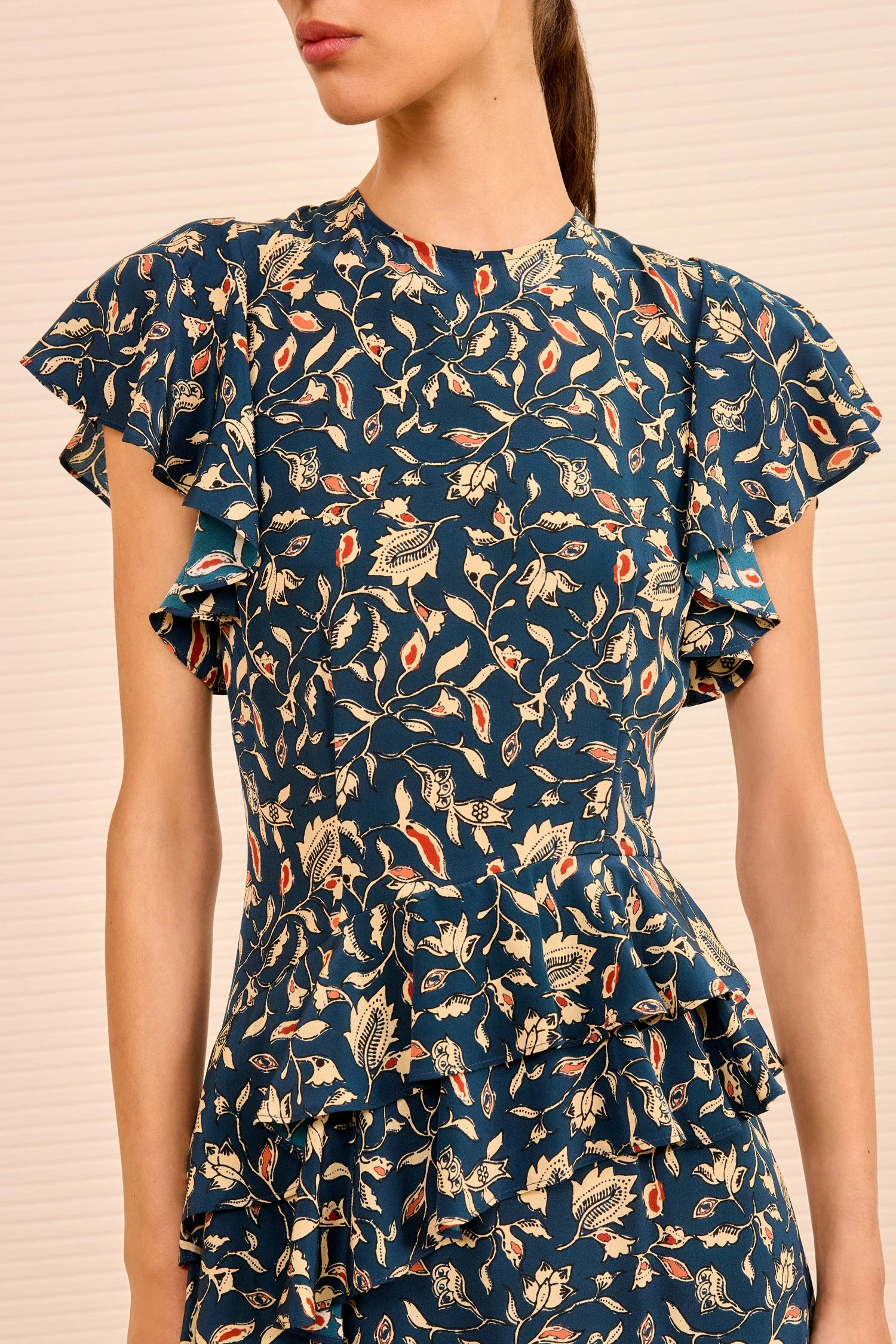 ULLA JOHNSON Amaia Cascading Ruffle Midi Dress - Midnight Garden 2 ULLA JOHNSON Amaia Cascading Ruffle Midi Dress - Midnight Garden - Image 2