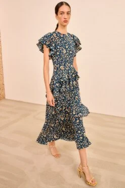 ULLA JOHNSON Amaia Cascading Ruffle Midi Dress - Midnight Garden 6 ULLA JOHNSON Amaia Cascading Ruffle Midi Dress - Midnight Garden -ULLA JOHNSON Outlet ULLAJOHNSON AmaiaCascadingRuffleSilkDress MIDNIGHTGARDEN PS260148 03