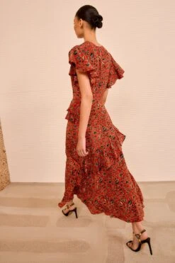 ULLA JOHNSON Amaia Cascading Ruffle Midi Dress - Terracotta 7 ULLA JOHNSON Amaia Cascading Ruffle Midi Dress - Terracotta -ULLA JOHNSON Outlet ULLAJOHNSON AmaiaCascadingRuffleSilkDress TERRACOTTA PS260148 04