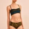ULLA JOHNSON Amalfi Mid Rise Bikini Bottom - Olive Flora