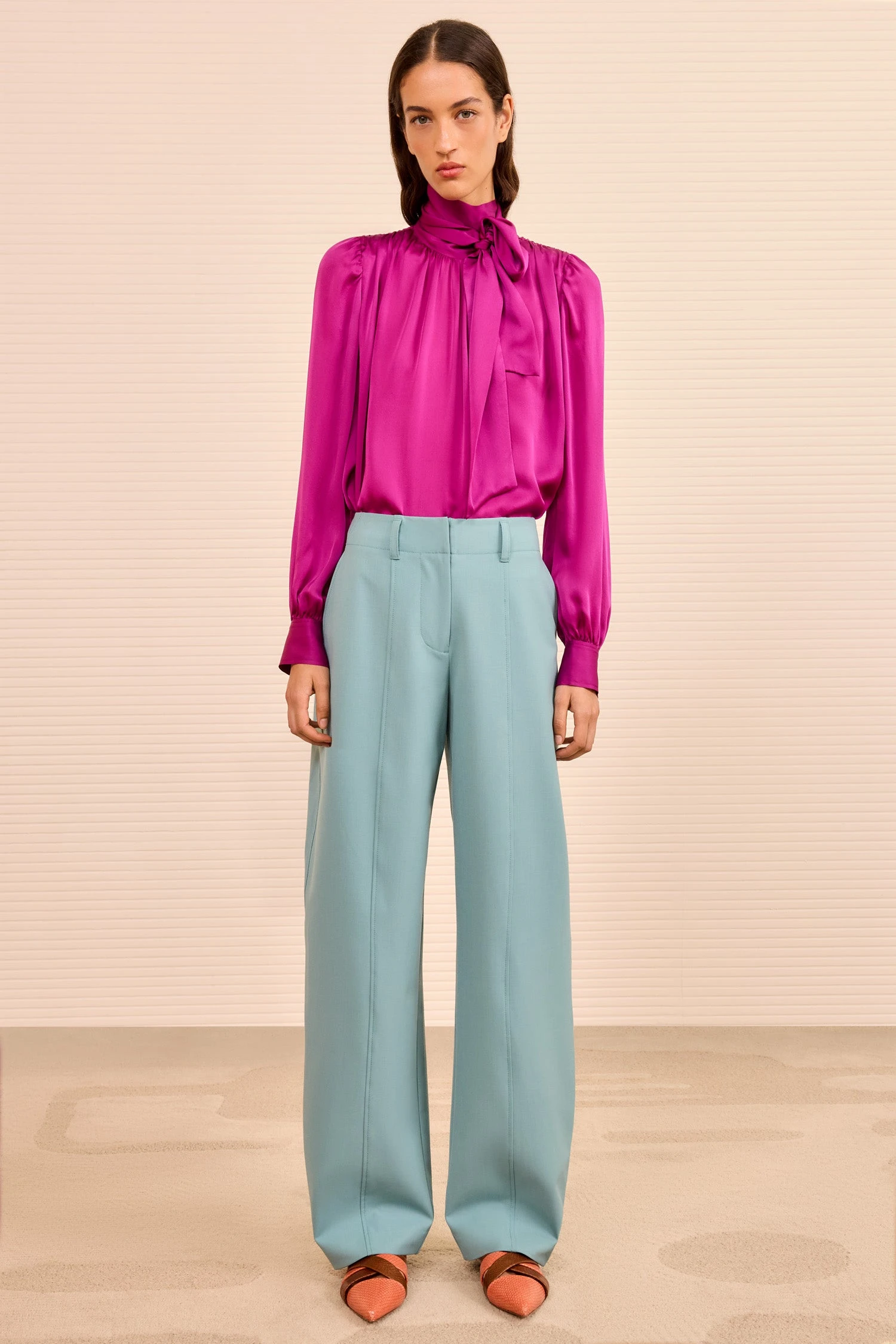 ULLA JOHNSON Ames Barrell Leg Trouser - Ocean 1 ULLA JOHNSON Ames Barrell Leg Trouser - Ocean