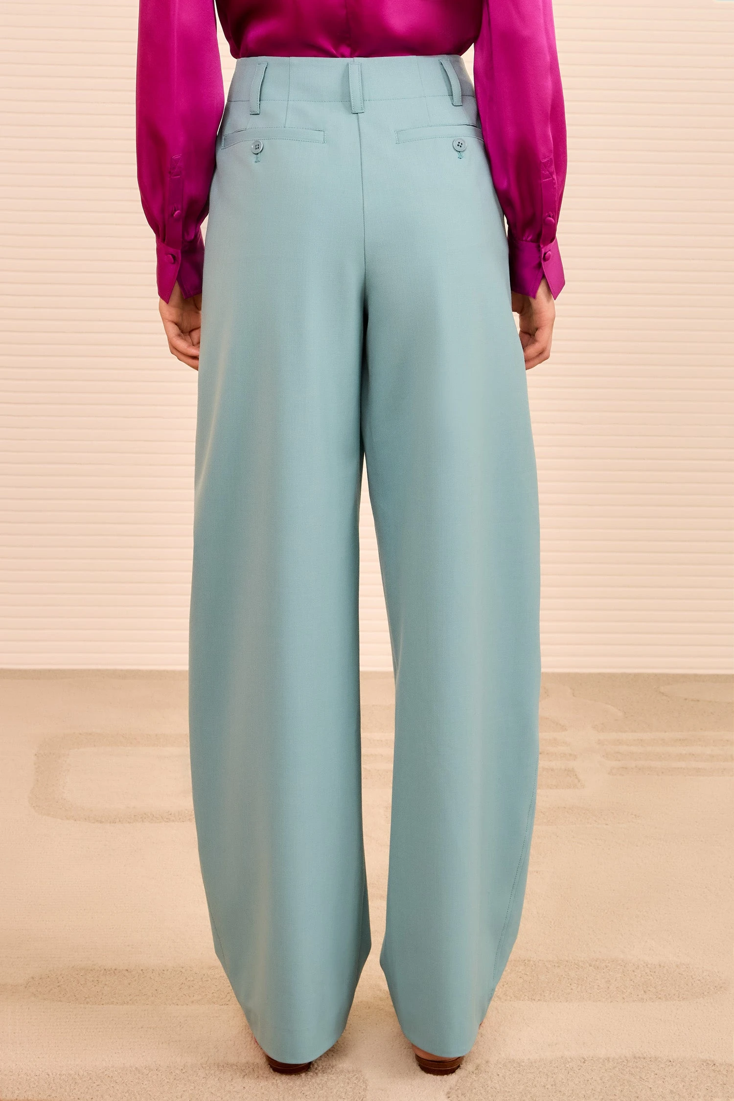 ULLA JOHNSON Ames Barrell Leg Trouser - Ocean 4 ULLA JOHNSON Ames Barrell Leg Trouser - Ocean - Image 4