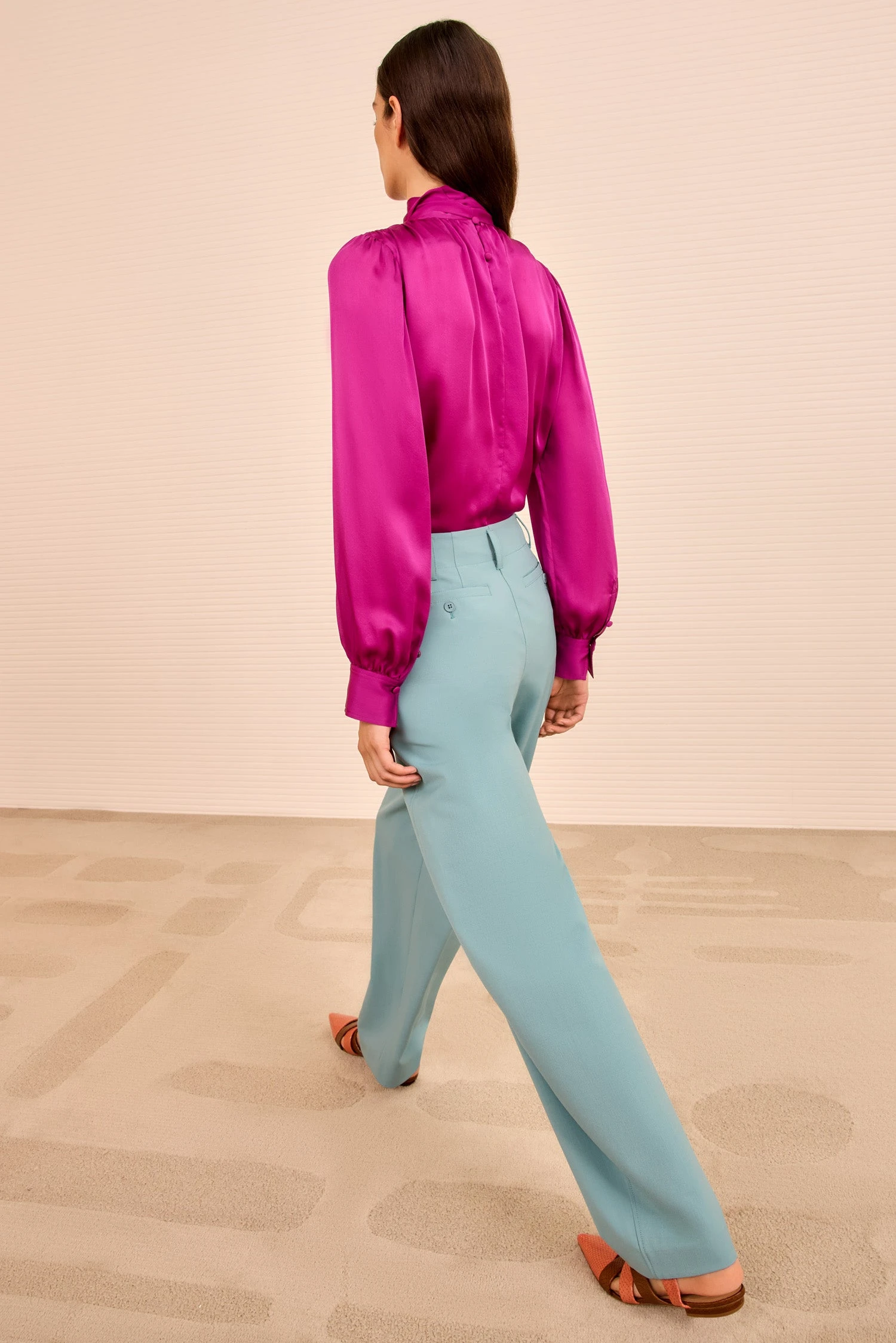 ULLA JOHNSON Ames Barrell Leg Trouser - Ocean 5 ULLA JOHNSON Ames Barrell Leg Trouser - Ocean - Image 5