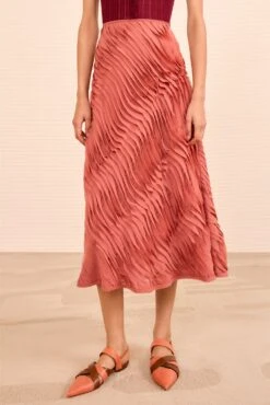 ULLA JOHNSON Amiko Midi Skirt - Chestnut -ULLA JOHNSON Outlet ULLAJOHNSON AmikoChiffonMidiSkirt CHESTNUT PS260309 02 Alt 8673f888 b0f4 4f2f 9721 165b9ba47be2