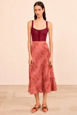 ULLA JOHNSON Amiko Midi Skirt - Chestnut -ULLA JOHNSON Outlet ULLAJOHNSON AmikoChiffonMidiSkirt CHESTNUT PS260309 03 3f462839 d4b8 477a 8b44 7b47b7e78b23