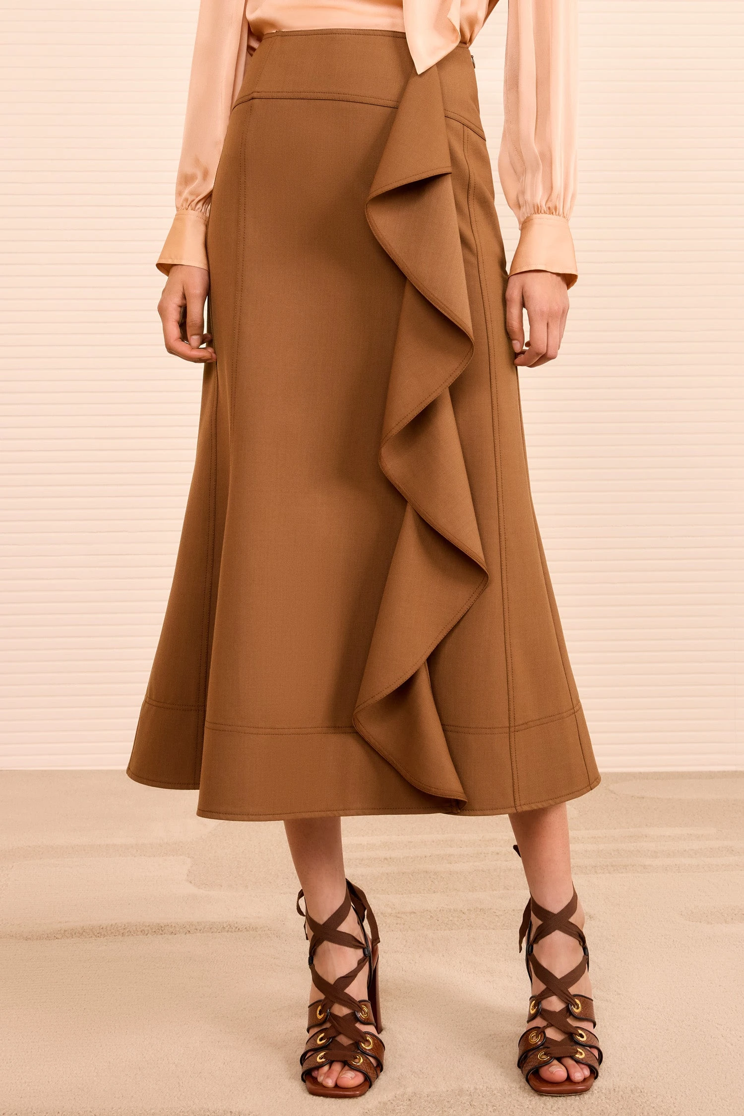 ULLA JOHNSON Ammonite Cascading Ruffle Skirt - Cinder 2 ULLA JOHNSON Ammonite Cascading Ruffle Skirt - Cinder - Image 2