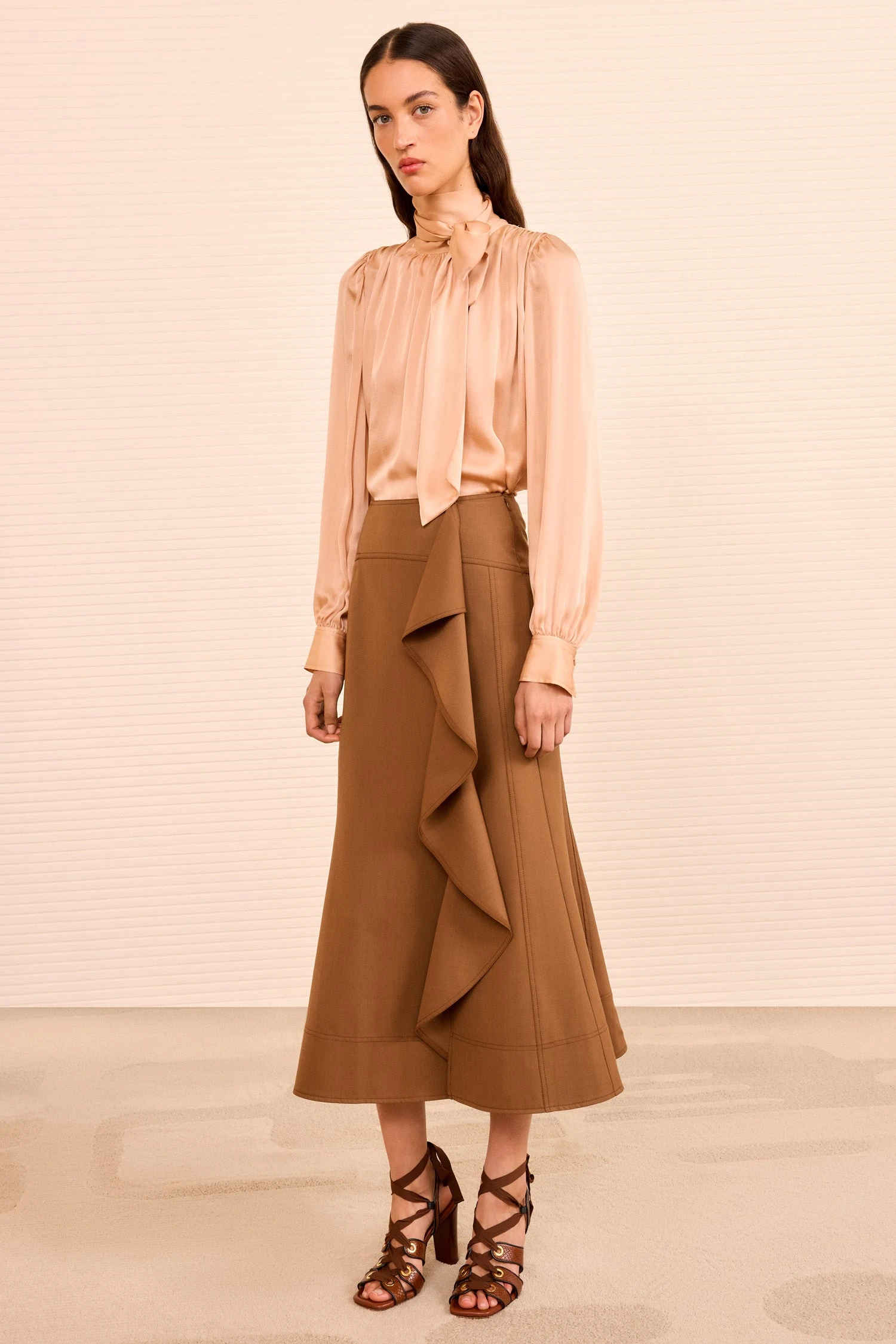 ULLA JOHNSON Ammonite Cascading Ruffle Skirt - Cinder 3 ULLA JOHNSON Ammonite Cascading Ruffle Skirt - Cinder - Image 3