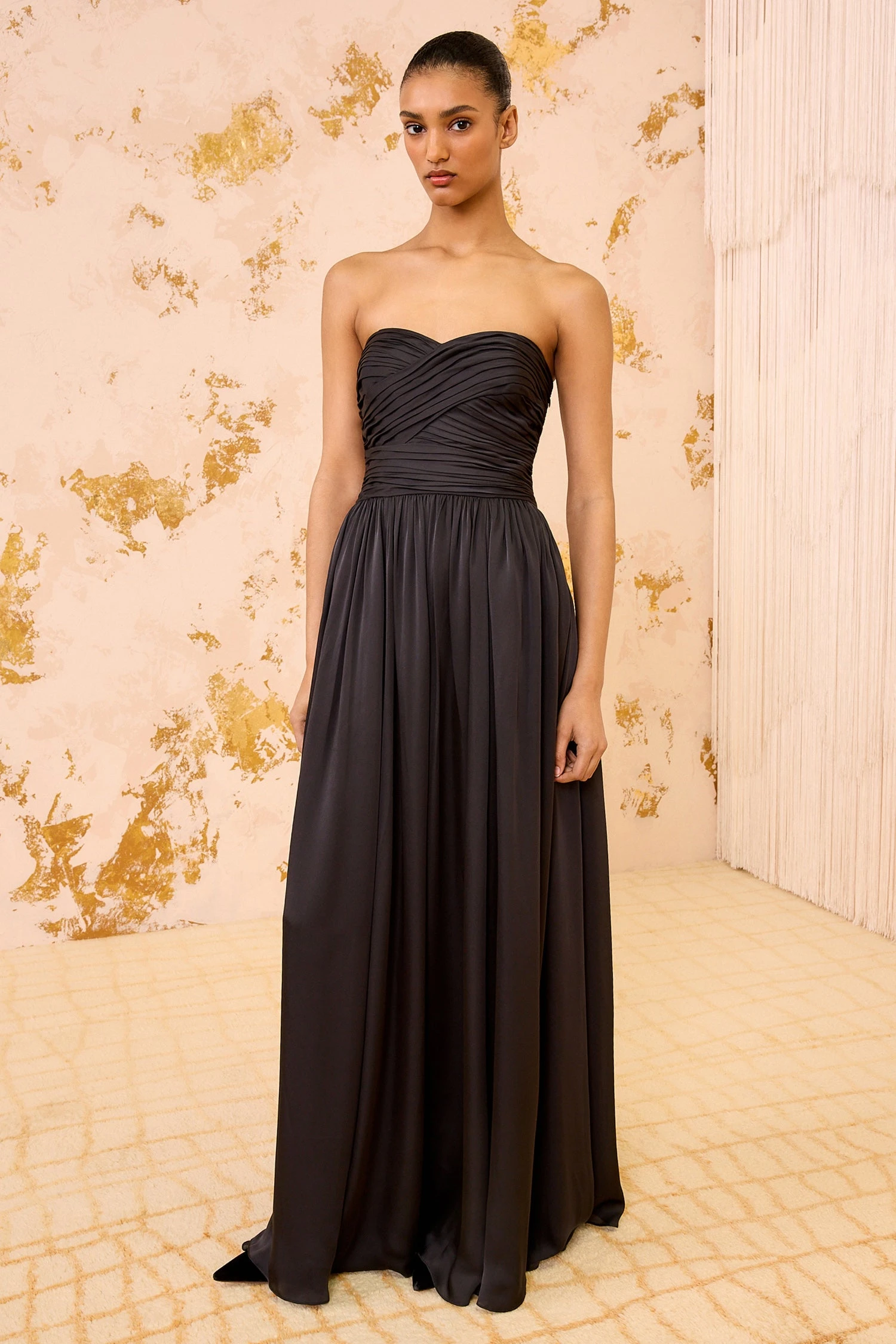 ULLA JOHNSON Anastasia Silk Wrapped Strapless Gown - Noir 3 ULLA JOHNSON Anastasia Silk Wrapped Strapless Gown - Noir - Image 3