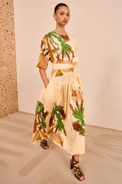 ULLA JOHNSON Aniline Drop Waist Cotton Dress - Inner Nature -ULLA JOHNSON Outlet ULLAJOHNSON AnilineDropWaistCottonDress INNERNATURE PS260156 03