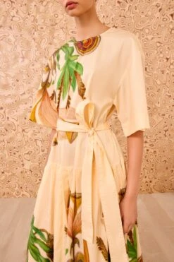 ULLA JOHNSON Aniline Drop Waist Cotton Dress - Inner Nature -ULLA JOHNSON Outlet ULLAJOHNSON AnilineDropWaistCottonDress INNERNATURE PS260156 04