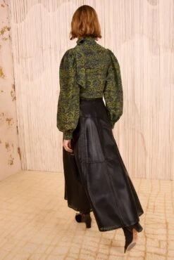 ULLA JOHNSON Aninda Leather Midi Skirt - Noir -ULLA JOHNSON Outlet ULLAJOHNSON AnindaLeatherMidiSkirt NOIR FA250314 04 c9e41522 6160 4acb 8434 dd09fe366806