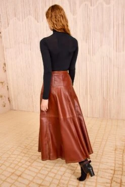 ULLA JOHNSON Aninda Leather Midi Skirt - Wenge -ULLA JOHNSON Outlet ULLAJOHNSON AnindaLeatherMidiSkirt WENGE FA250314 04 044c3359 6fd6 4852 8923 6ad56128bc45