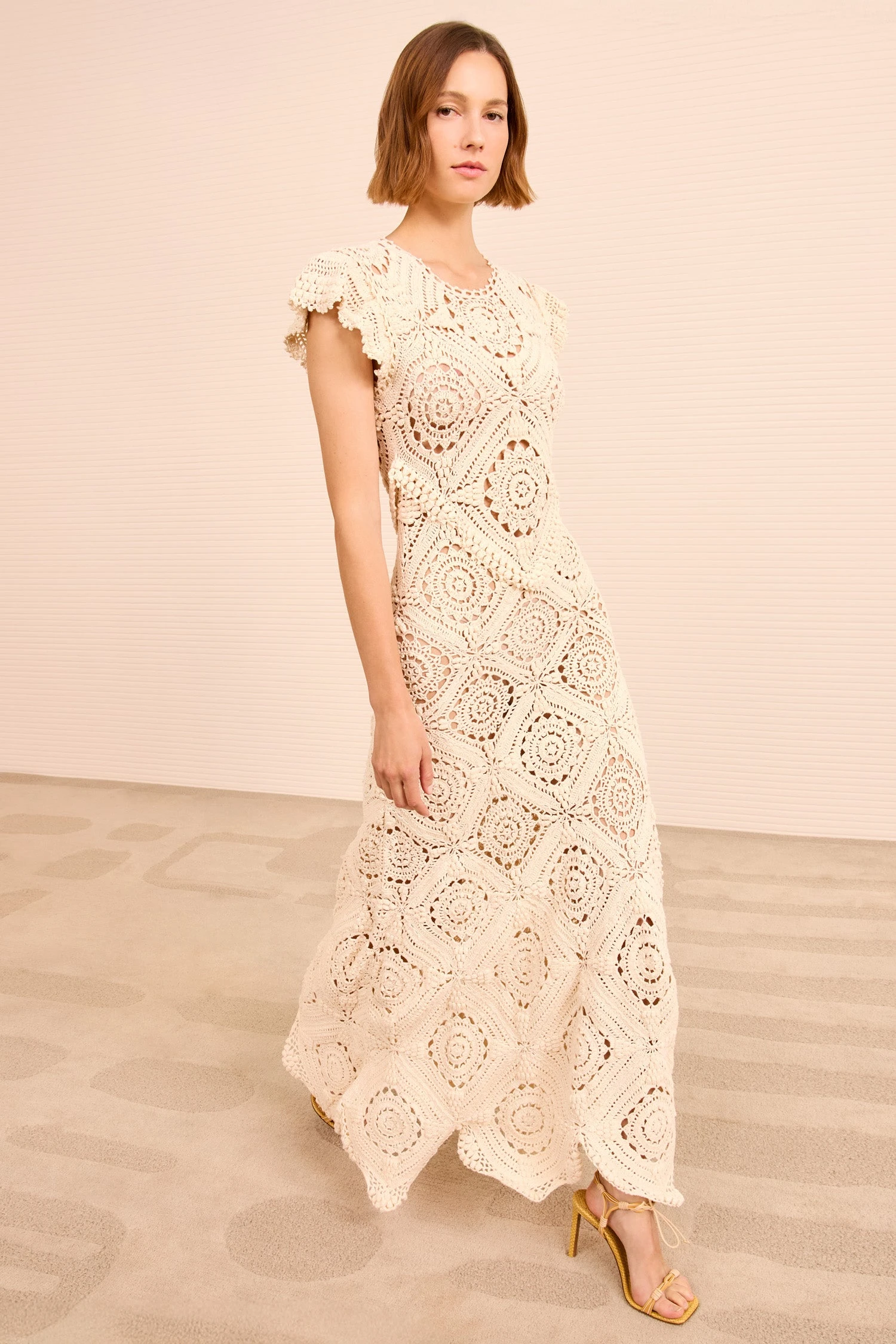 ULLA JOHNSON Annalisa Hand Crochet Dress - Cowrie 1 ULLA JOHNSON Annalisa Hand Crochet Dress - Cowrie