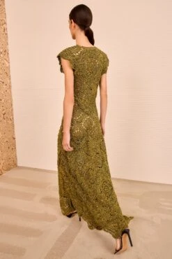 ULLA JOHNSON Annalisa Hand Crochet Dress - Olive -ULLA JOHNSON Outlet ULLAJOHNSON AnnalisaCrochetDress OLIVE PS260706 04