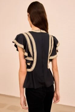 ULLA JOHNSON Anora Flutter Sleeve Top - Noir 7 ULLA JOHNSON Anora Flutter Sleeve Top - Noir -ULLA JOHNSON Outlet ULLAJOHNSON AnoraFlutterSleeveTop NOIR PS260212 04