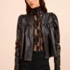 ULLA JOHNSON Anouk Zip Up Leather Jacket - Noir
