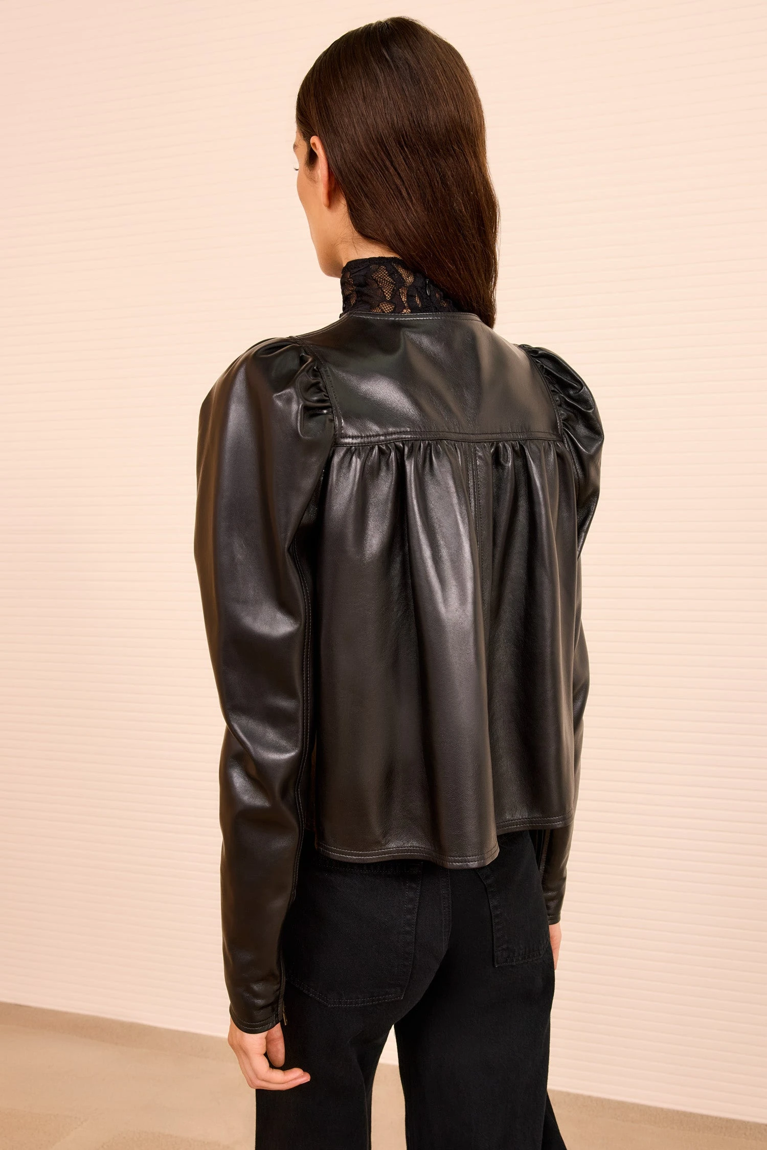 ULLA JOHNSON Anouk Zip Up Leather Jacket - Noir 6 ULLA JOHNSON Anouk Zip Up Leather Jacket - Noir - Image 6