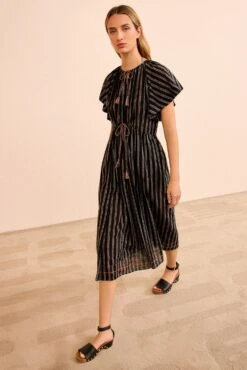 ULLA JOHNSON Ariane Striped Dress Coverup - Noir Stripe