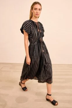 ULLA JOHNSON Ariane Striped Dress Coverup - Noir Stripe -ULLA JOHNSON Outlet ULLAJOHNSON ArianeStripedDressCoverup NOIRSTRIPE PS261718 03