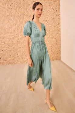 ULLA JOHNSON Audra Puff Sleeve Dress - Sea Glass